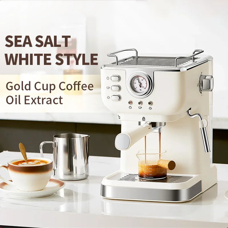 220V Italian Espresso Coffee Machine Stainless Steel Coffee Maker Semi-automatic Commercial Milk Frother Espresso Machine Office Zpaxo