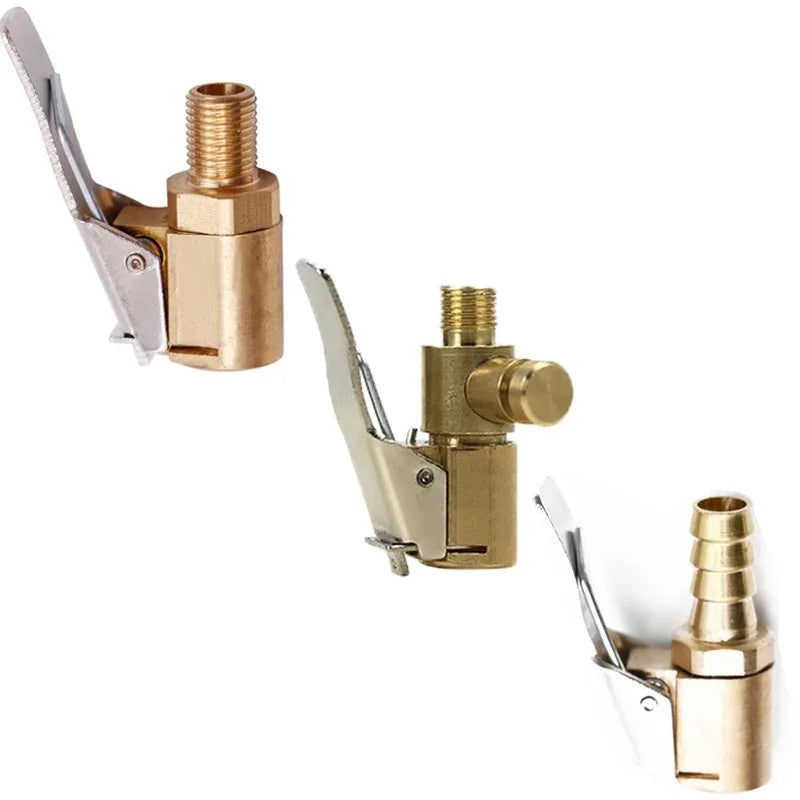Brass 8mm Clip-On Tire Air Chuck Inflator Valve Adapter