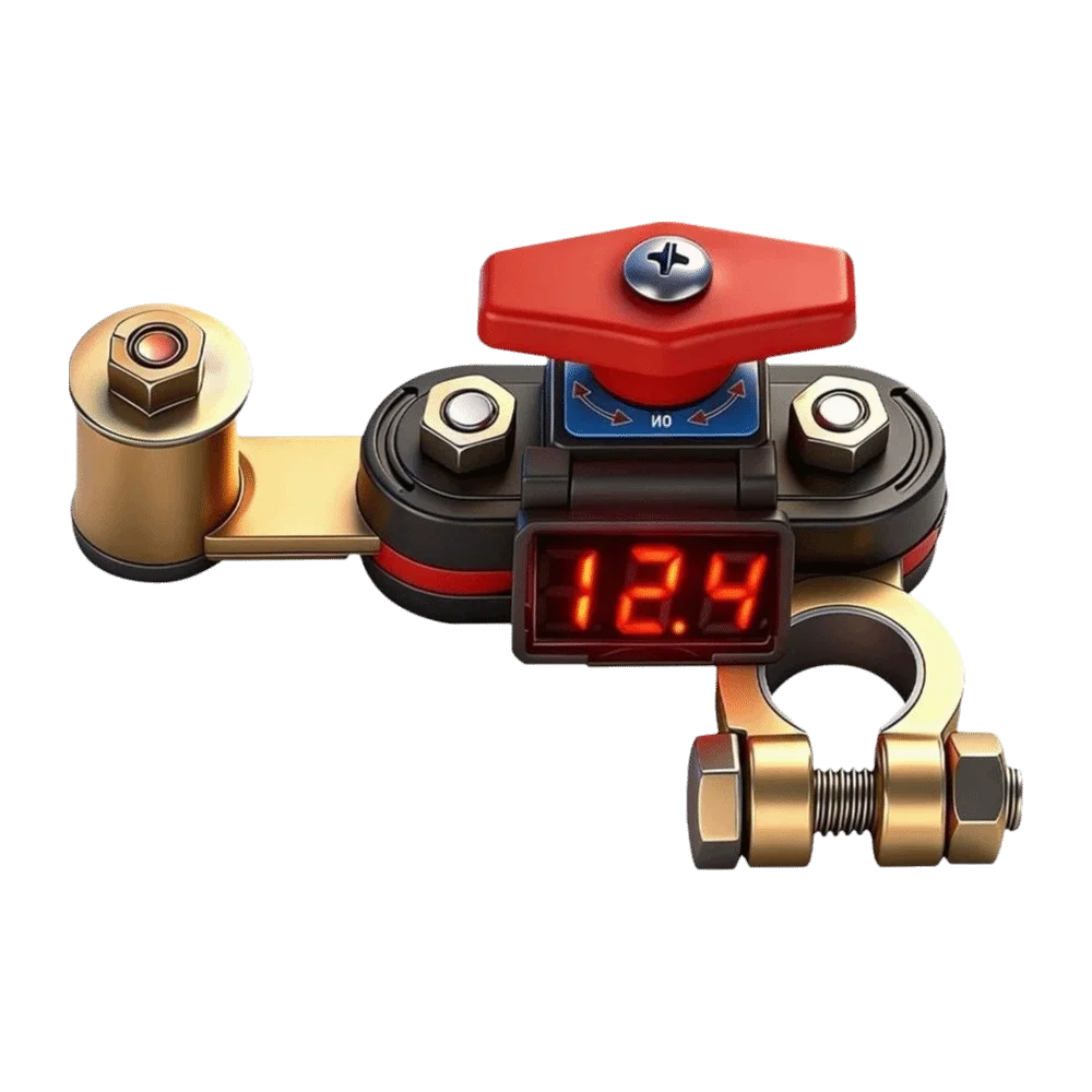12V-24V Car Battery Disconnect Switch Copper Terminal 360° Dual-Rotary Digital Display Switch Quick Cut Off Easy Install Zpaxo Black