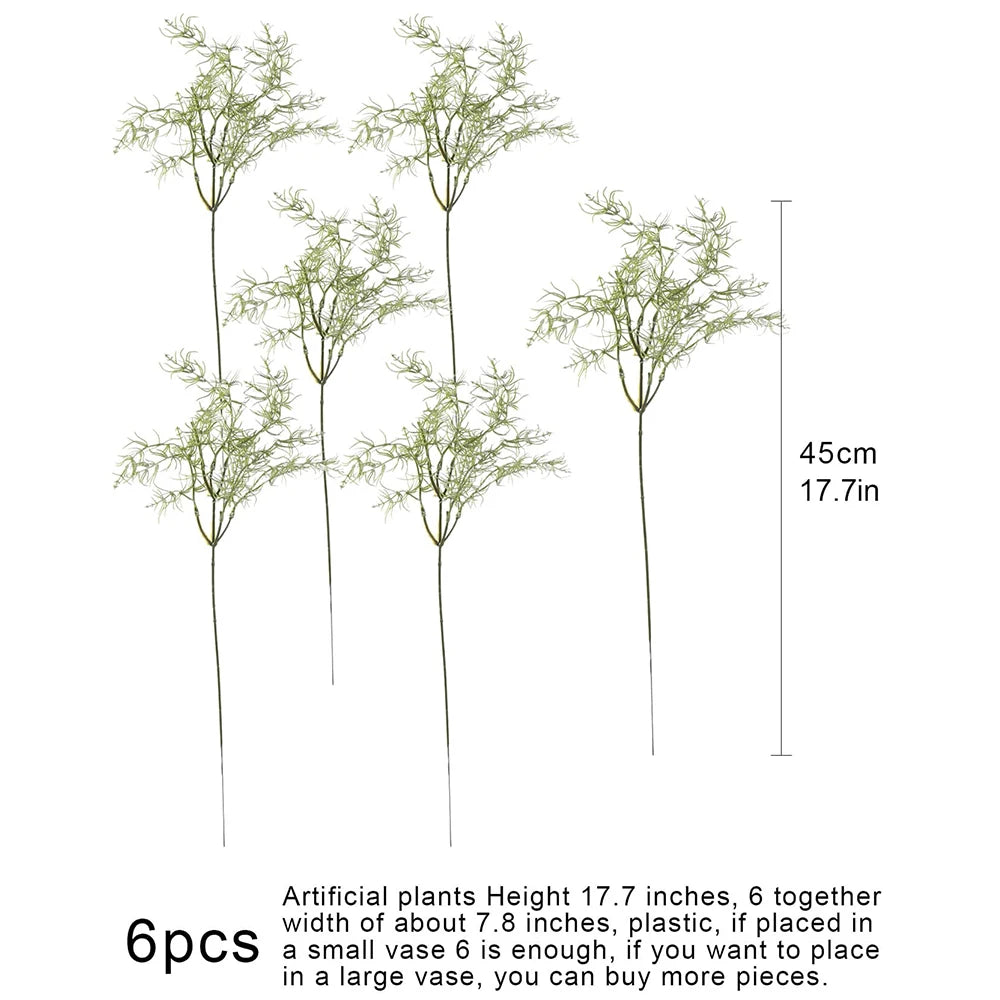 6Pcs Artificial Plants Rosemary Ferns Fake Green Plants Shrubs Home Table Office Room Desktop Decoration Zpaxo 6Pcs