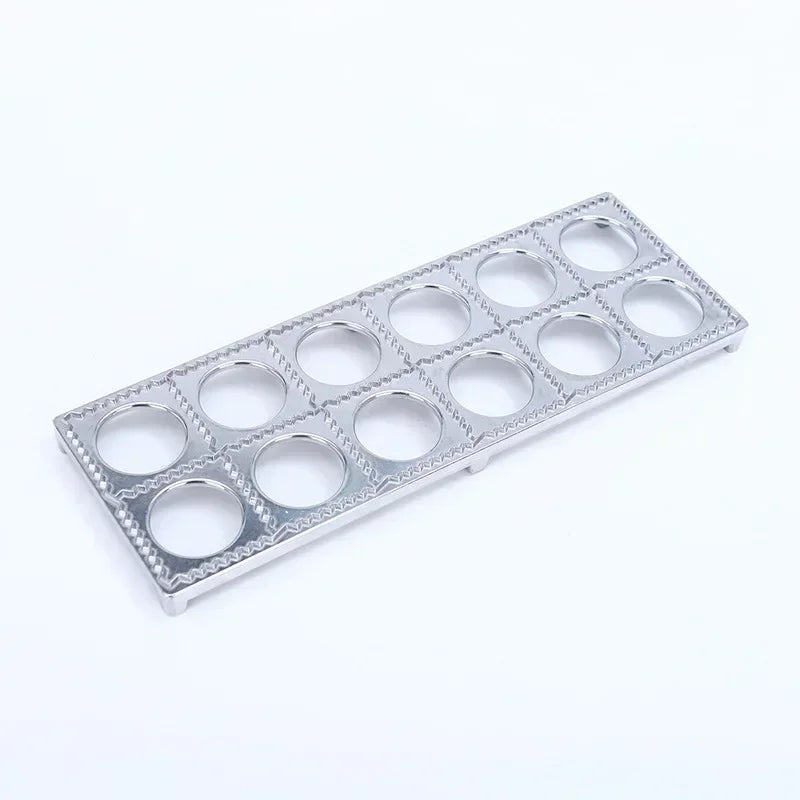 2025 New Italian Dumpling Mold 12 Hole Dumpling Mold Aluminum Alloy Dumpling Grinding Tool Kitchen Small Tool Zpaxo 12 holes (silver)