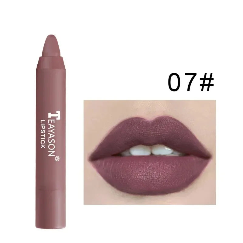 12 Colors Matte Lipstick Lip Liner Easy Coloring Non-stick Cup Pen