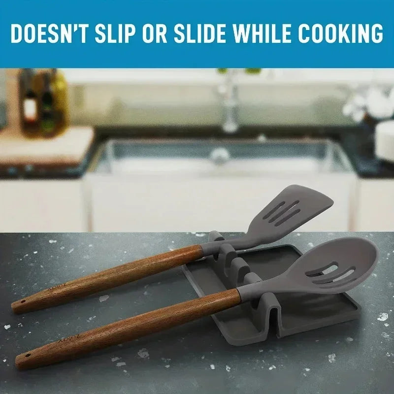 1pc Heat-Resistant Silicone Utensil Holder with Drip Pad - Perfect for Stove Spoons, Spoons, and Tongs - Kitchen Essential Zpaxo