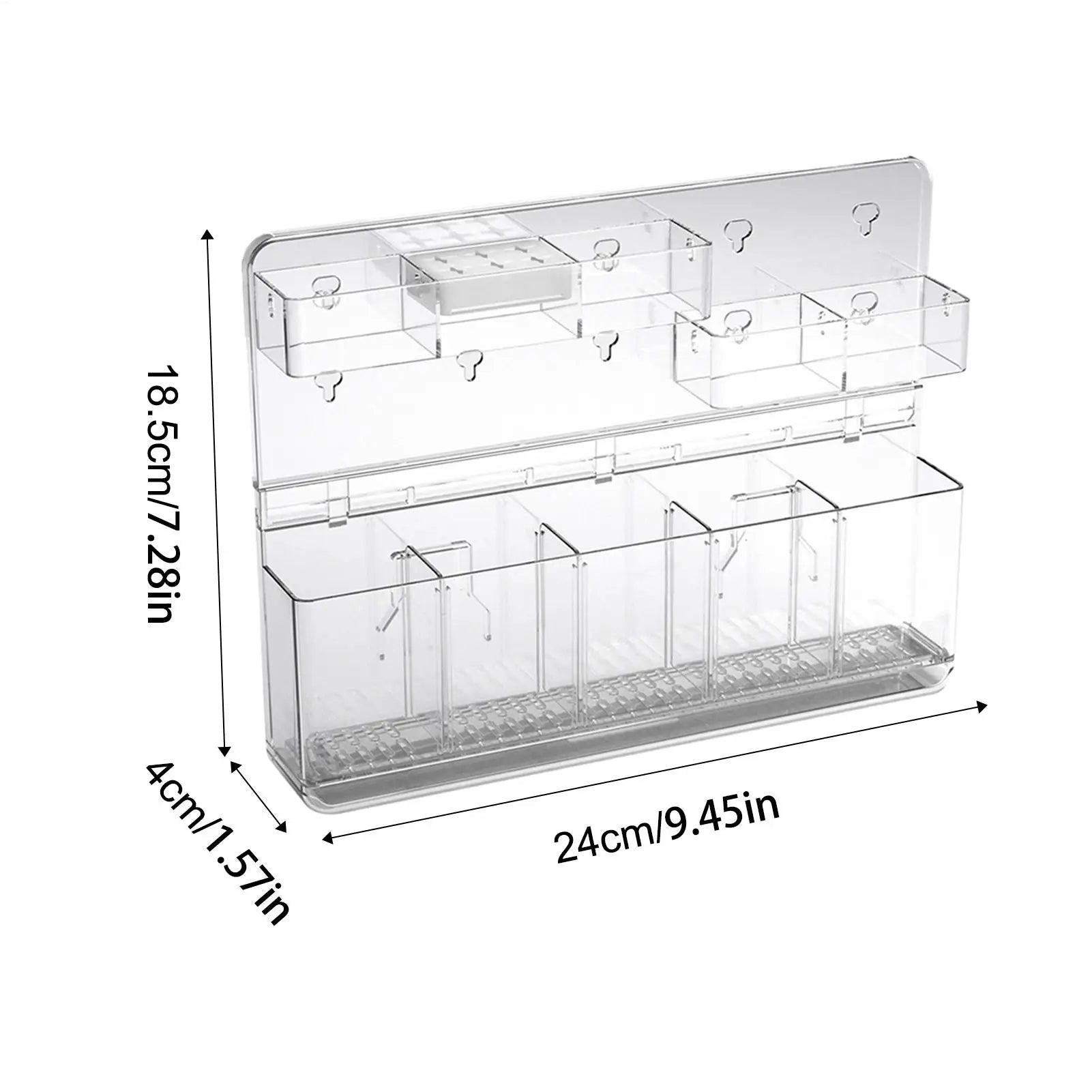 Cabinet Straw Holder Adhesive Height Adjustable 5 Compartment Cup