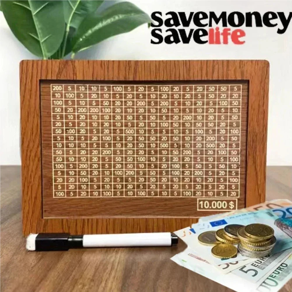 1PCS Money Box with Counter Money Saving Box Cash Vault Retro Style Wooden Piggy Bank Handmade Saving Money Goal for Child Adult Zpaxo