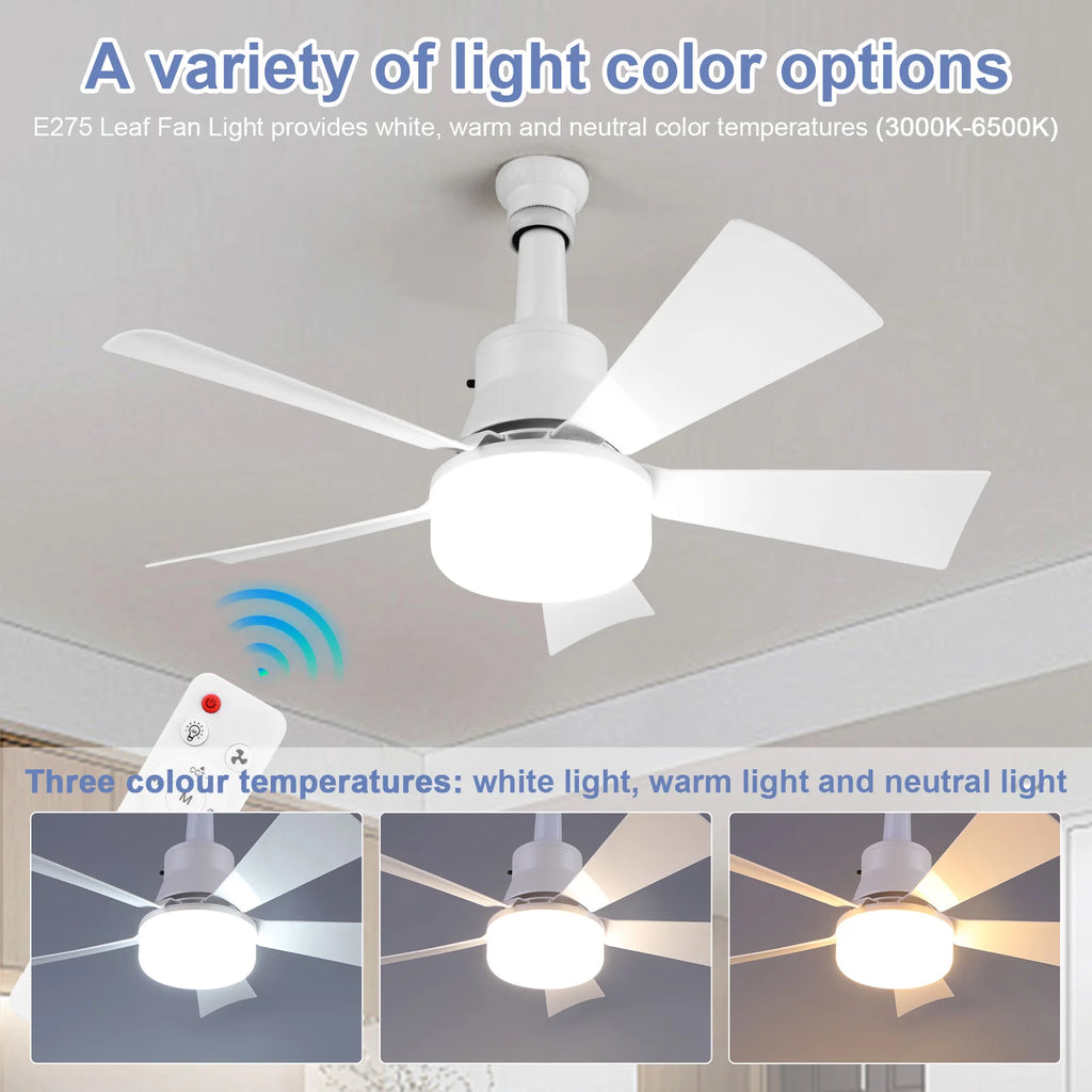 2-in-1 Socket Fan Light Remote 40 Small Ceiling W LED E27 Cordless