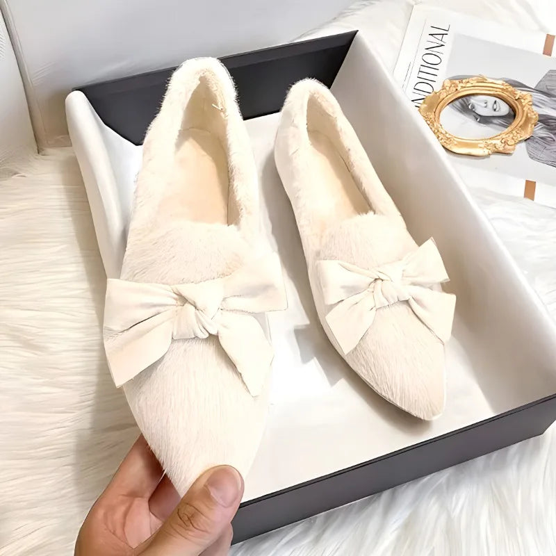 Flat Shoes for Women 2025 Sweet Furry Shoes Women's Outdoor Autumn Winter New Plush Shallow Flat Warm Cotton Shoes Ladies Zpaxo
