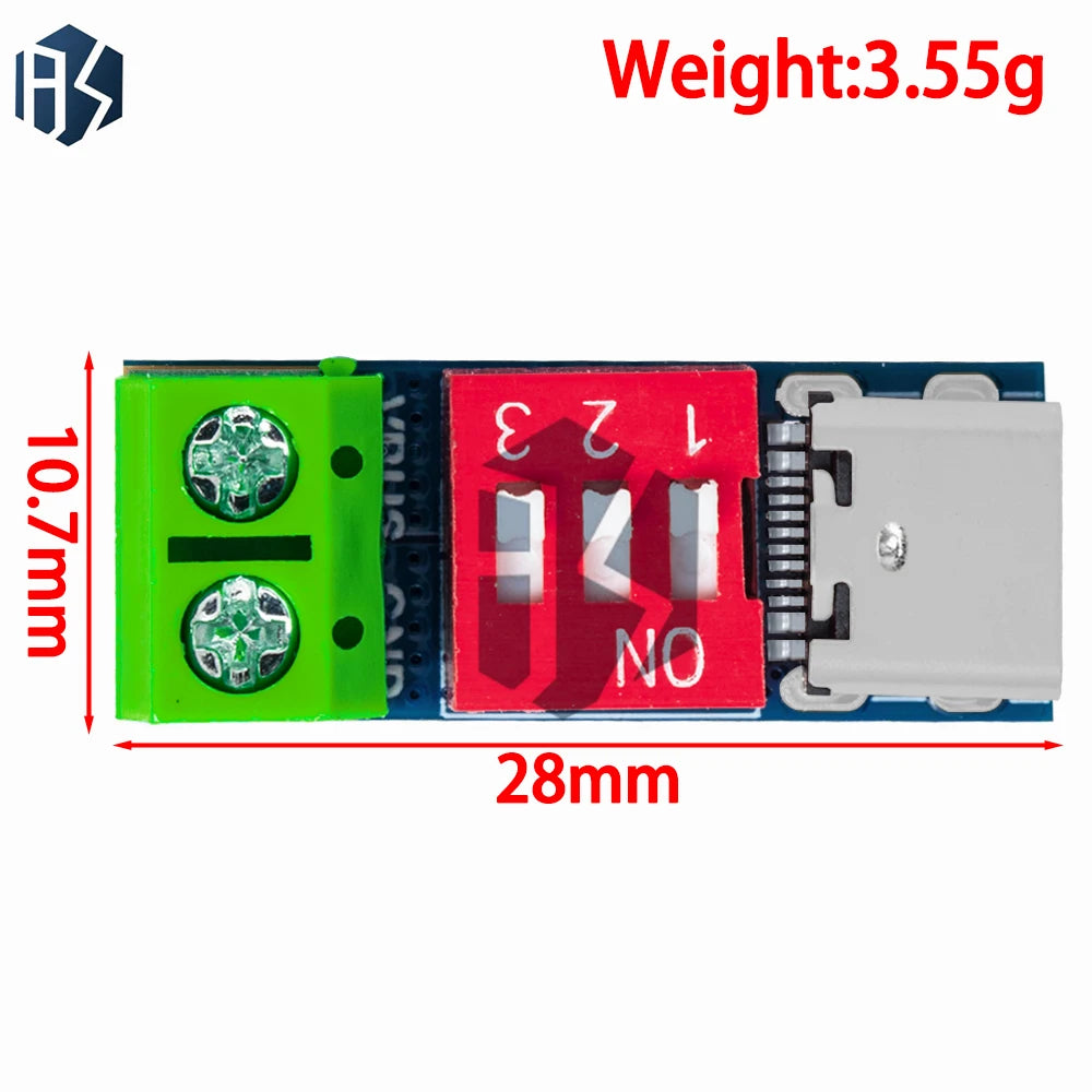 USB-C PD Trigger Module - Programmable 12V/9V Boost Converter with QC3.0/PD3.0 Support for Fast Charging, Laptop Power Supply Zpaxo