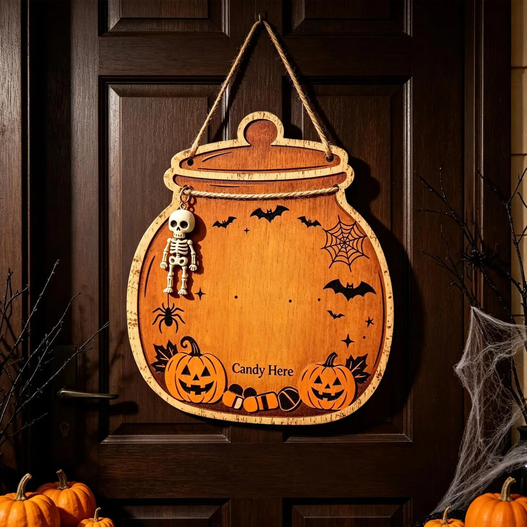 Trick Supports Door Sign Decoration Wooden Halloween Hanger House
