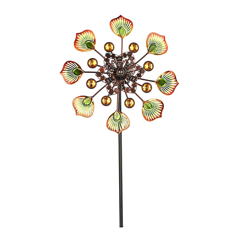 Peacock Tail Wrought Iron Windmill Garden Ground-mounted Outdoor
