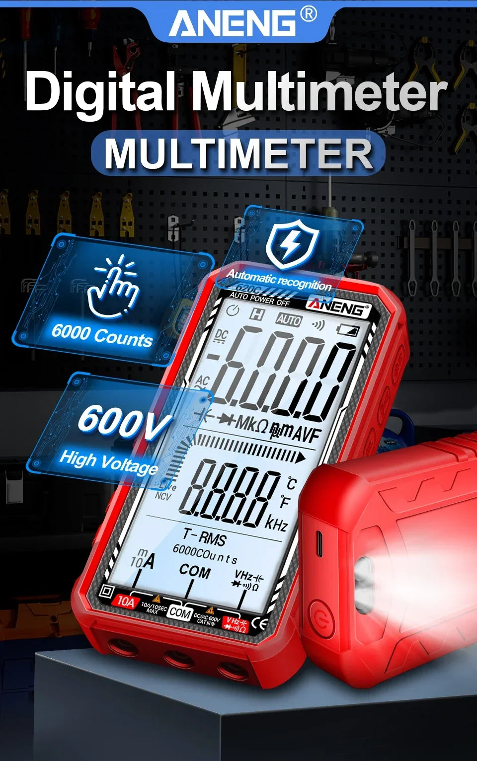 Smart Digital Multimeters AC Current Voltage Tester 6000 Counts