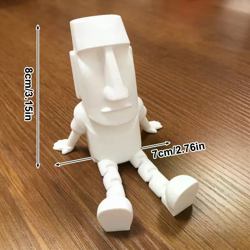 Party Gift 3D Printed Moai Statue Easter Island Moai Ornament With Movable Joints Collectible Figurine Home Desk Decor Zpaxo