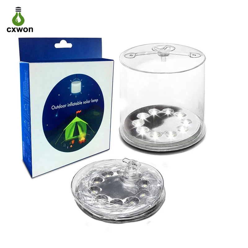 Solar Power Inflatable Camping Lights Outdoor LED Lamp Frosted RGB Zpaxo White