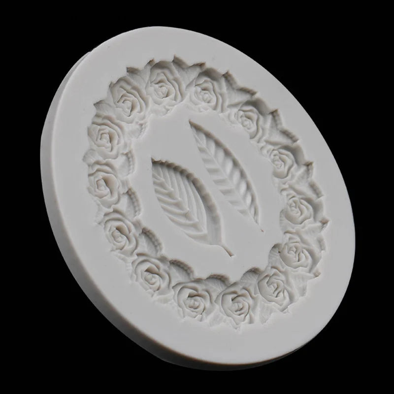 Retro Rosette Leaves Silicone Mold Cake Diy Chocolate Picture Frame