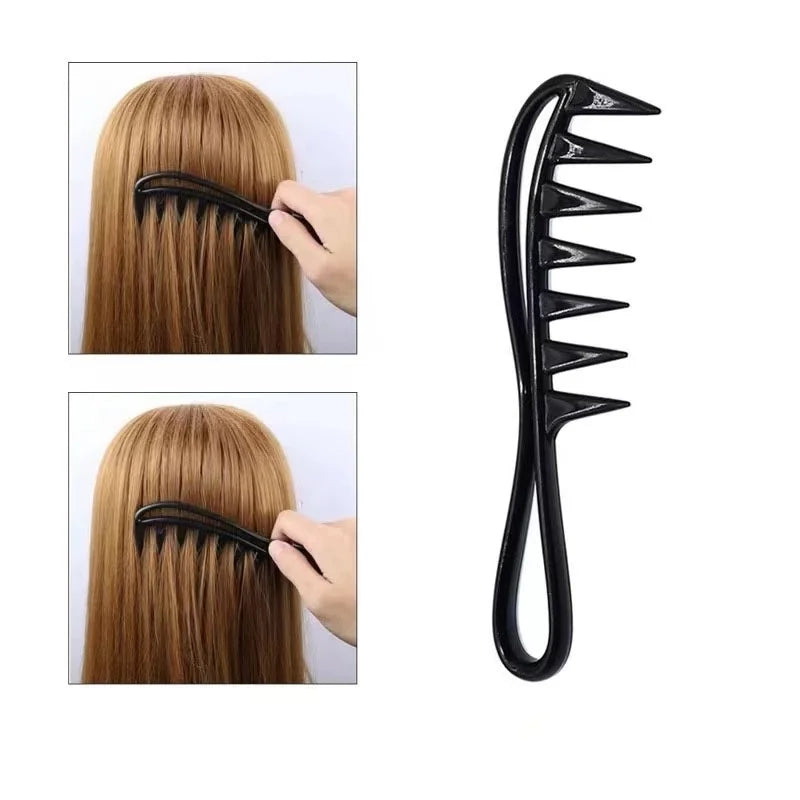 Hairdressing comb for men, black, massage comb, plastic wide-tooth comb, large-tooth comb for oily hair Zpaxo