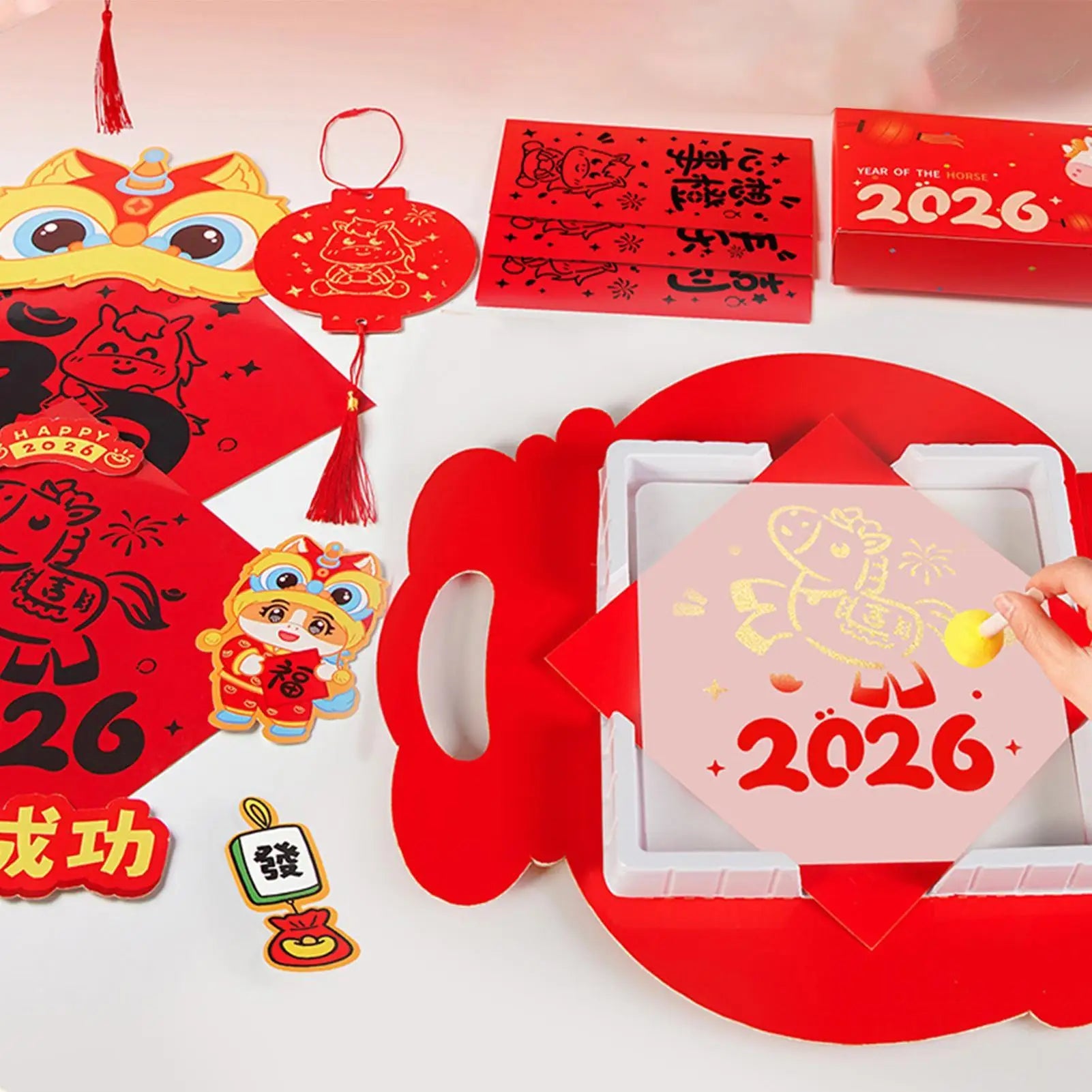 Texture Plates For Art Chinese Character Crafts Kit New Year Rubbing Art Kit For Boys Girls Home School Kindergarten Holiday Zpaxo
