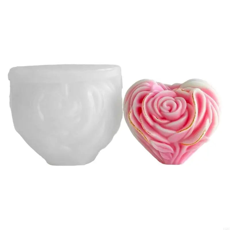 Rose Flower Heart Shaped Silicone Mould Epoxy Resin Making Soap