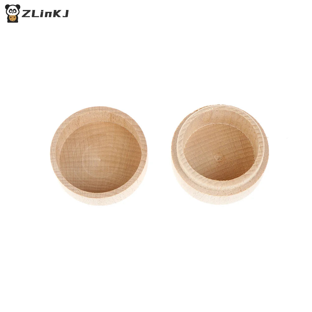 ▶1Pcs Round Wooden Wedding Ring Jewelry Trinket Box Wood Storage Container Case Zpaxo