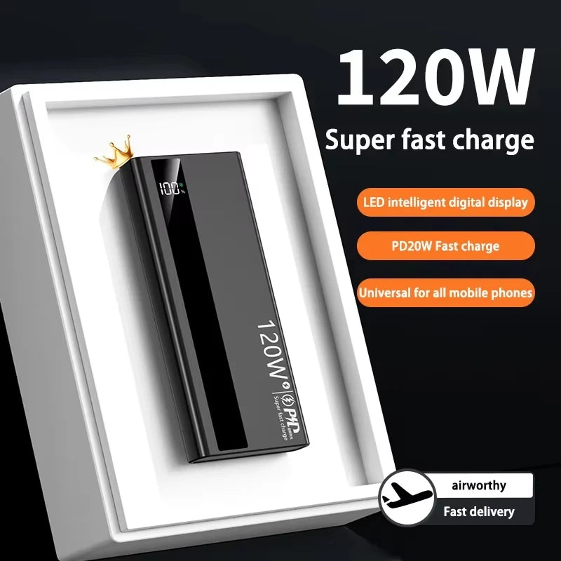 500000mAh High Capacity Power Bank 120W Super Fast Charging Power Bank Portable Battery Charger For iPhone Samsung Huawei Zpaxo