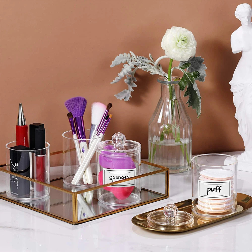Acrylic Makeup Organizer Cotton Swabs Qtip Container Cosmetic Jewelry Cotton Pad Storage Box for Bathroom Organization Zpaxo