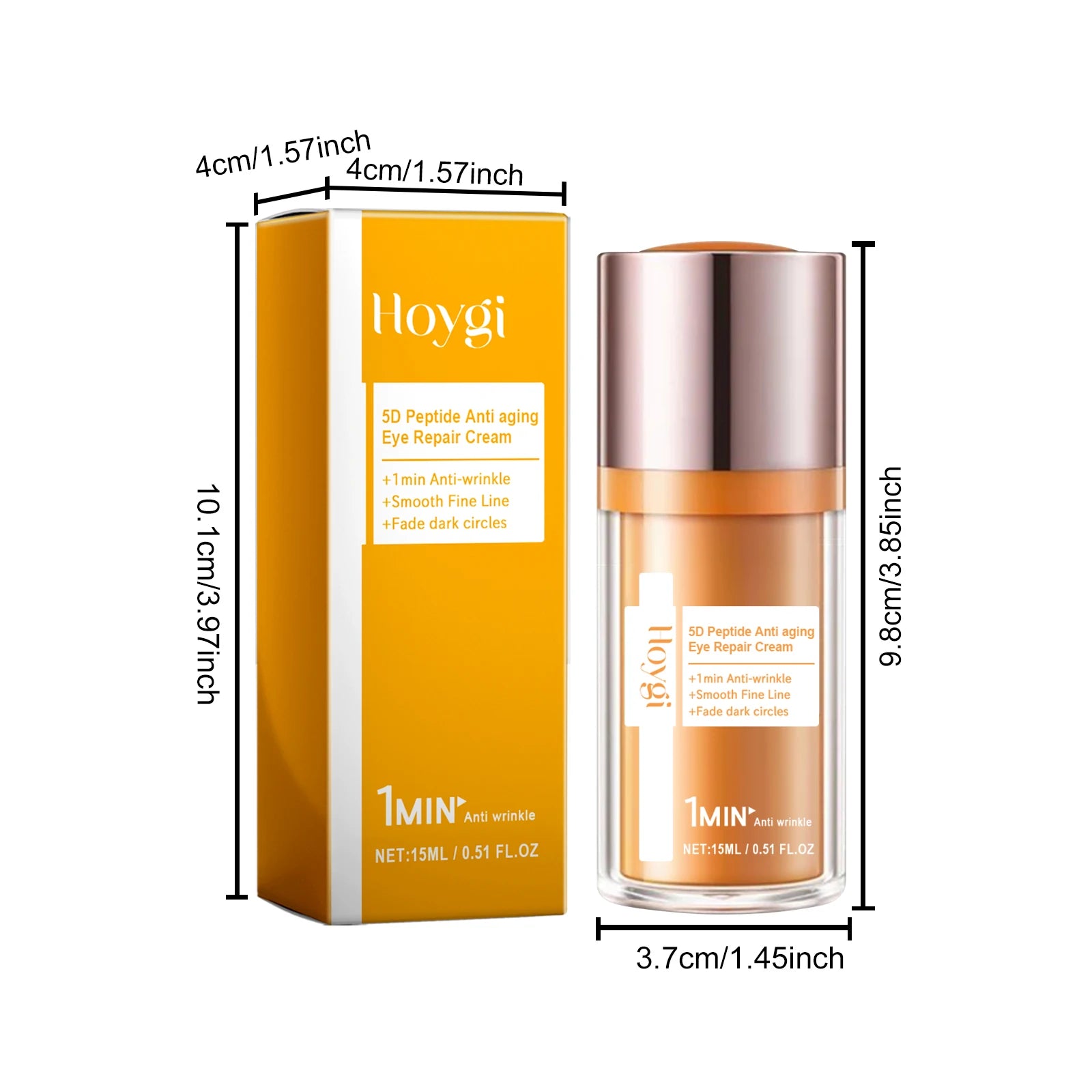 Hoygi 5D Peptide Eye Cream – Dark Circles & Anti-Wrinkle Peptide Eye Cream Zpaxo 15ml Boxed