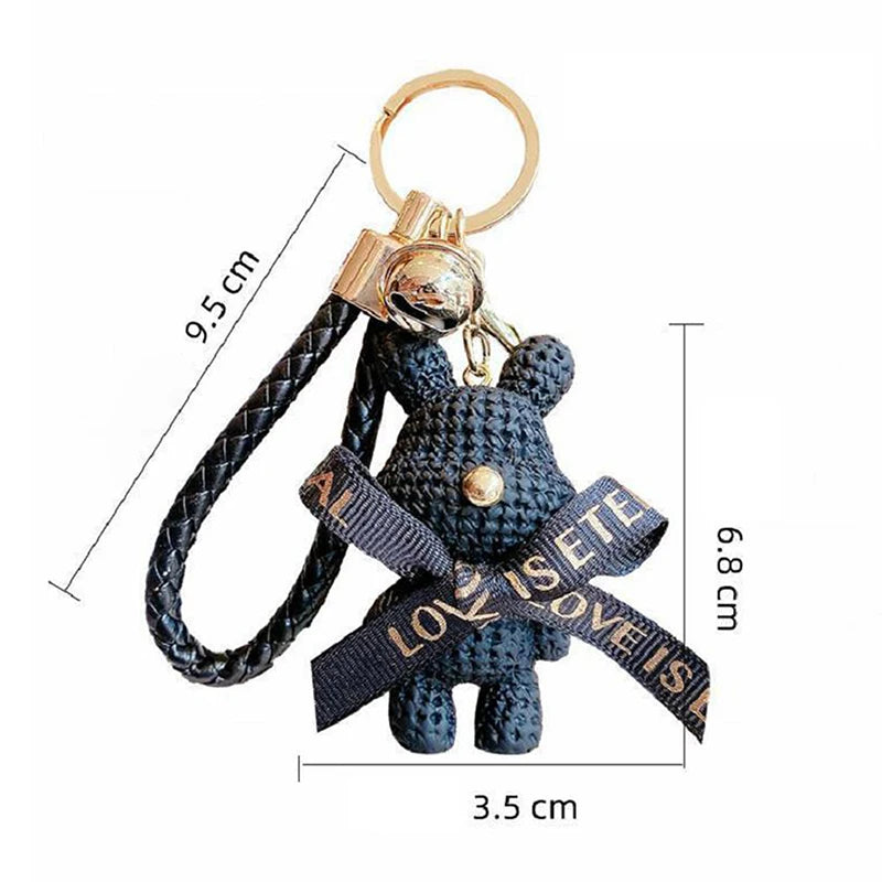 Cute Resin Keychain Charm Bow Bear Pendant Women Bag Car Keyring Zpaxo