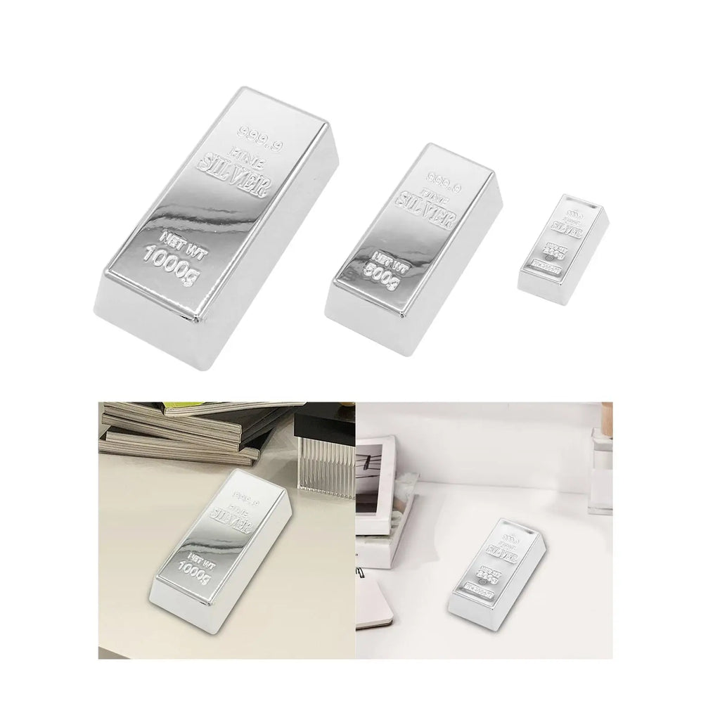 Fake Silver Bullion Realistic Silver Bar Simulated Silver Brick for Funny Gifts Halloween Party Favor Home Decor Holiday Zpaxo