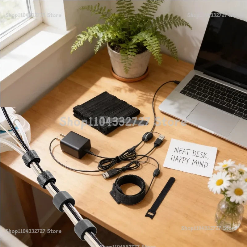 Nylon Cable Organizer Ties Releasable Mouse Earphones Wire Management Cable Ties Reusable Loop Hoop Tape Straps Tie Zpaxo