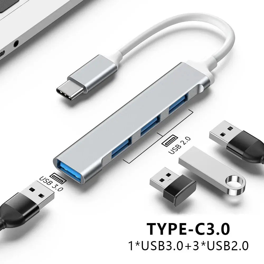 Mini USB C Hub 4Port Adapter USB3 1Multi Splitter 4in1 Docking Zpaxo