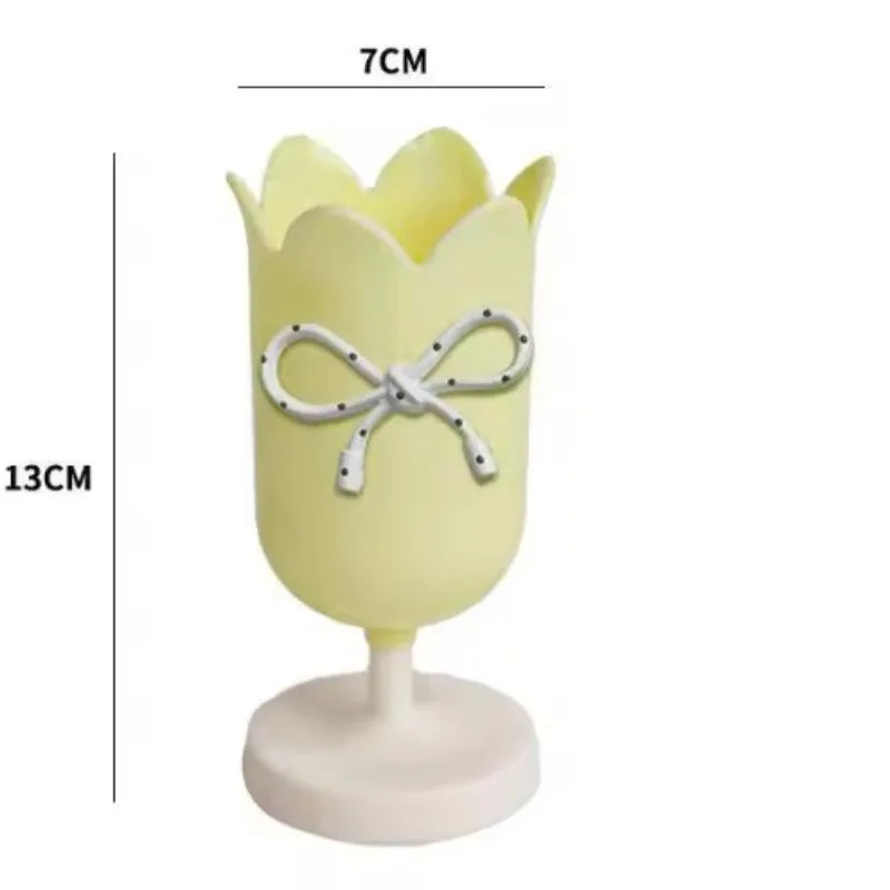 Tulip Pen Holder & Vase – Cute Floral Desk Organizer for Kids Decorative Pen Holder Zpaxo