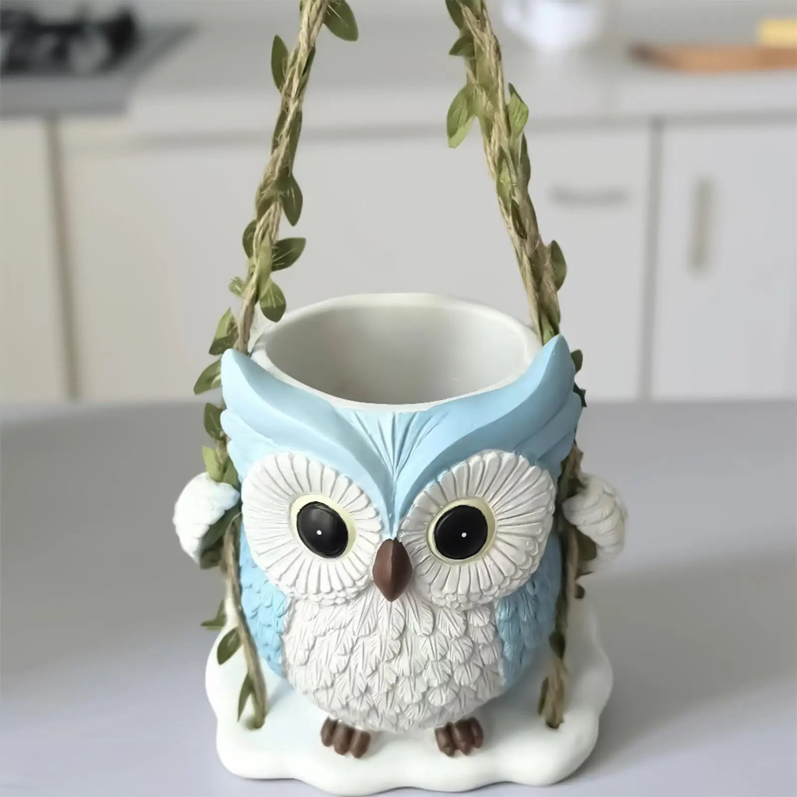 Cute Plant Pots Resin Drainage Hole Owl Planter Small Indoor Outdoor Zpaxo