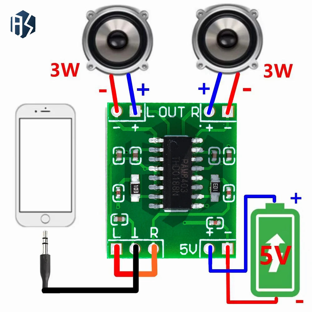 PAM8403 Mini Digital Amplifier Board 2 3W Class D Efficient 5 5V USB Zpaxo