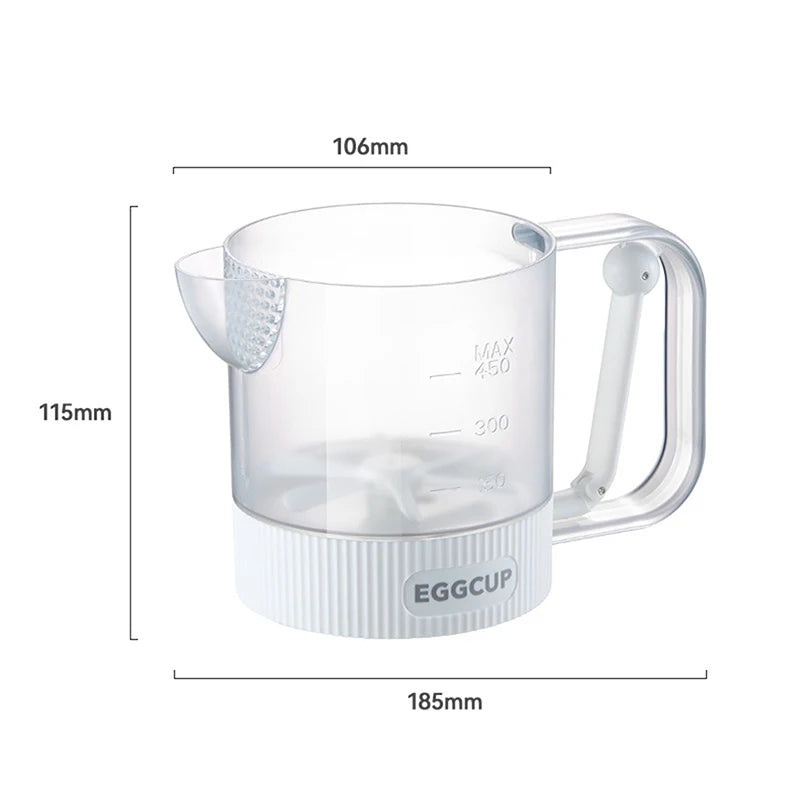 Salad Dressing Shaker Bottle Semi-automatic Stirring Cup Kitchen Egg Zpaxo White