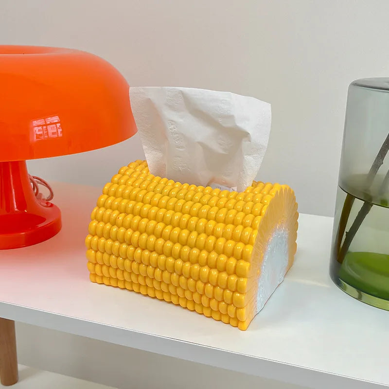 Creative Simulation Corn Paper Box Living Room Household Tissue Box Desktop Decoration Ornament Personalized Tissue Storage Box Zpaxo