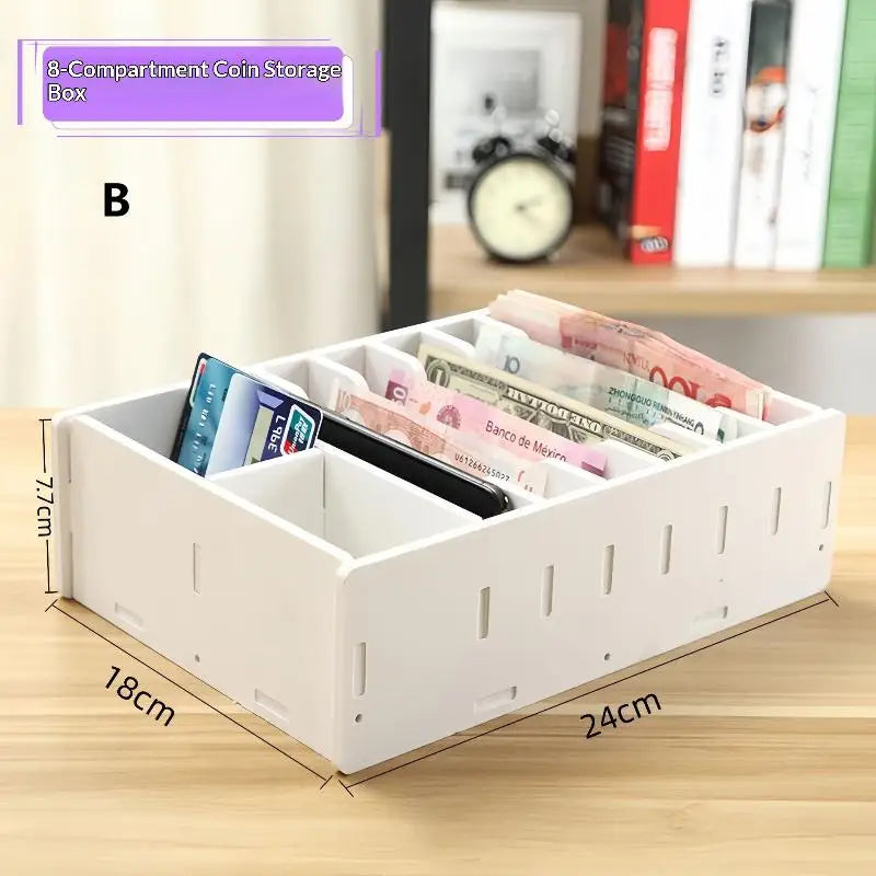 CM6 8 Grid PVC Organizing Shelf Durable Drawer Cashier Change Box Zpaxo B