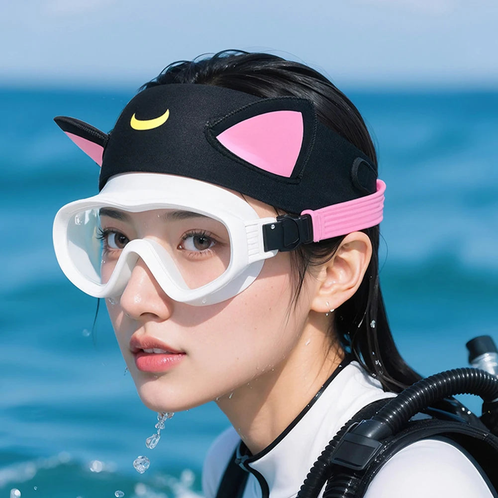 Cat Ears 3mm Neoprene Diving Headband Adjustable Dive Hairband Hair Protection Band Wetsuit Hood for Snorkeling Surfing Zpaxo