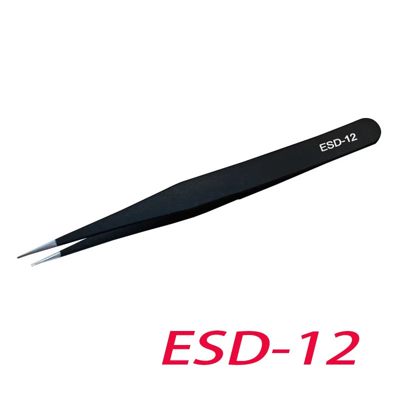 Anti-static Stainless Steel Tweezers Precision Maintenance Industrial Zpaxo ESD-12