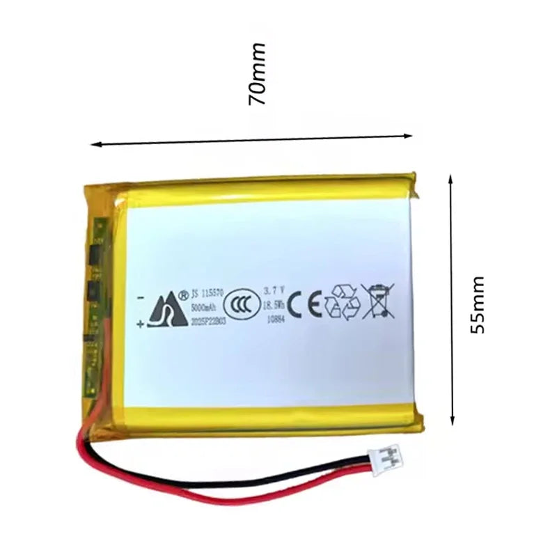 Brand New 115570 3.7V Lithium Polymer 5000mAh Soft Package Battery for Equipment Electronic Equipment Tablet DVD Batteries Zpaxo