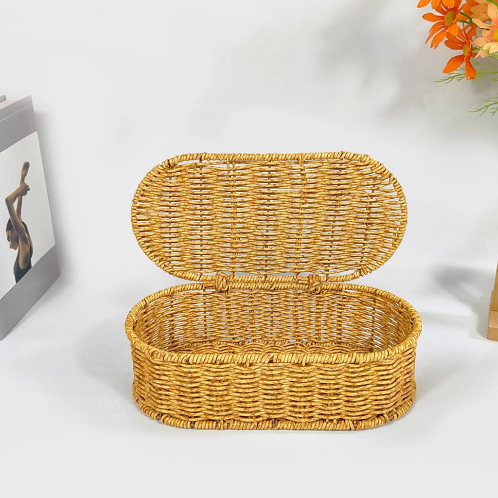 Organizing Baskets Lid Rustic Storage Organizer Dustproof Small