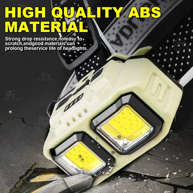 LED COB Sensor Headlamp – 4 Modes, Type-C Rechargeable, IPX4