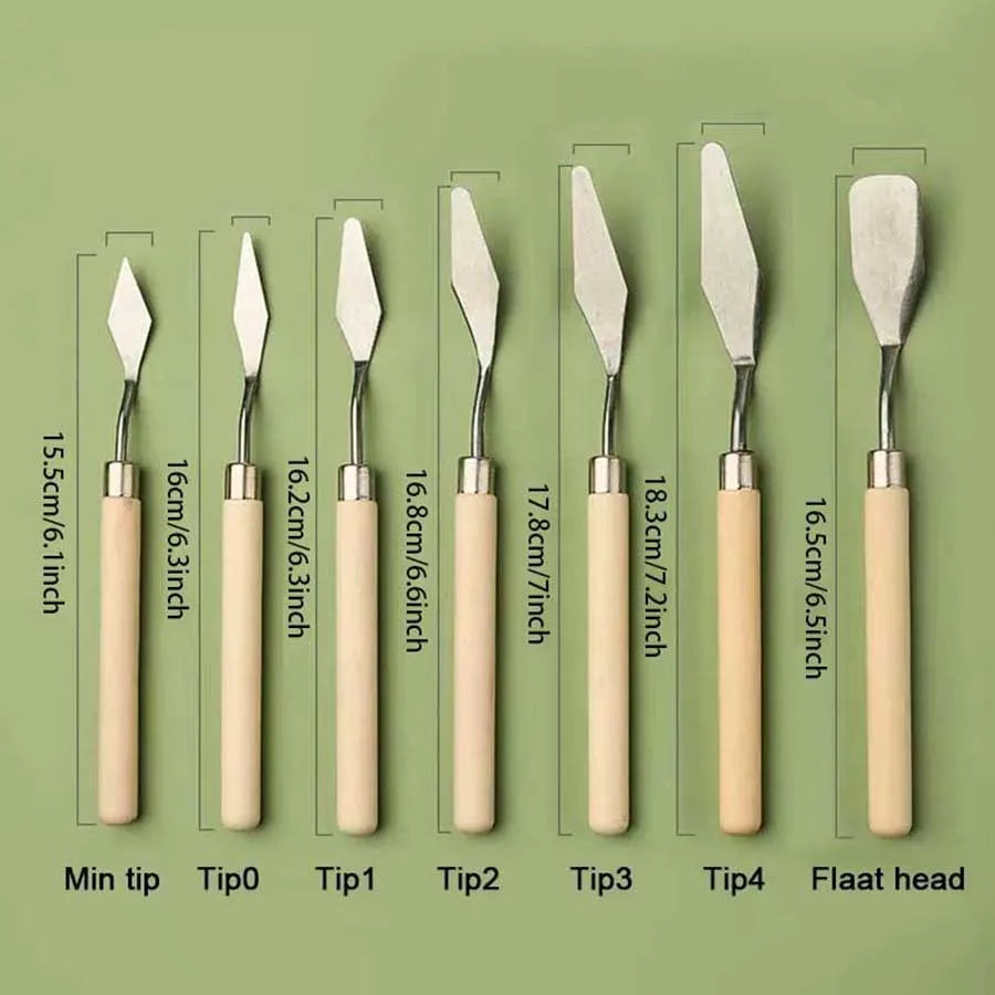 7/14Pcs Stainless Steel Oil Painting Knives Set Artist Crafts Spatula Palette Knife Mixing Knife Scraper Art Tools Zpaxo