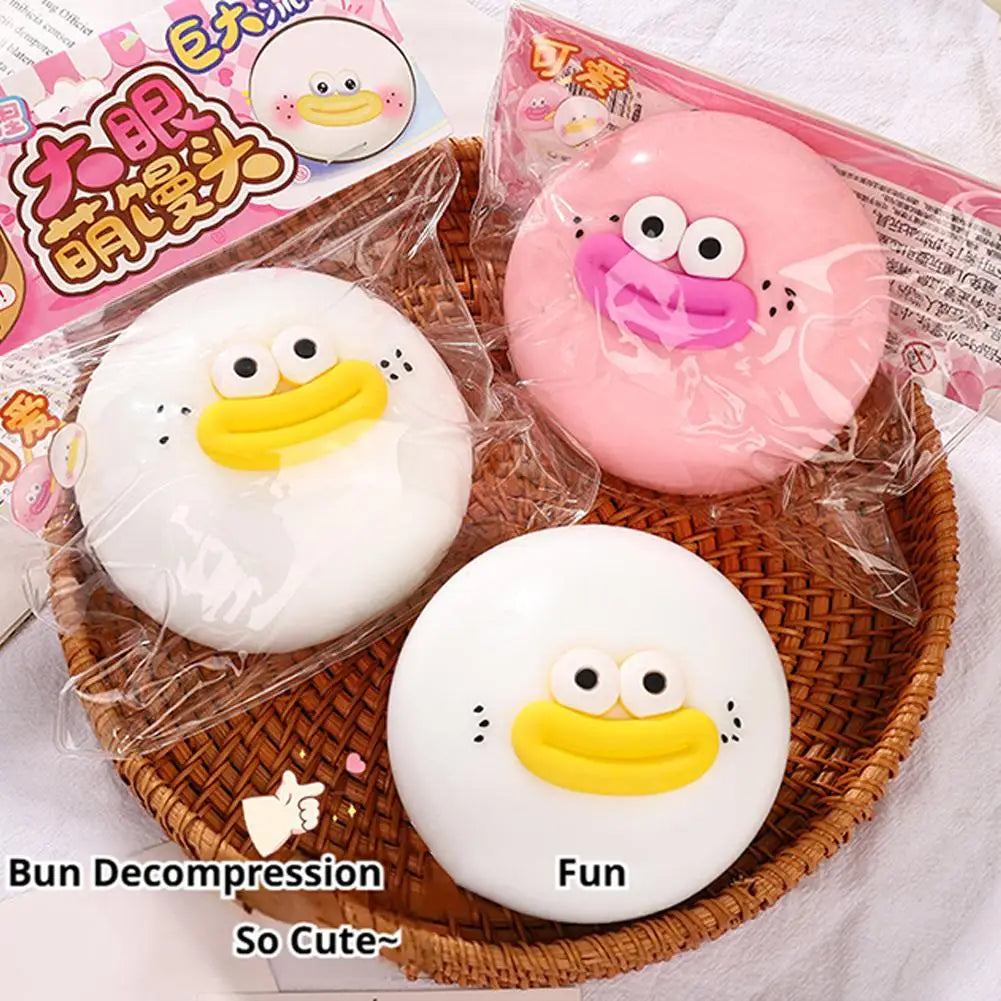 Kawaii Big-eyed Steamed Dumpling Squishy Toy TPR Ultra-Soft Fluid Squeeze Toy Stress Relief for Kids Adults Anxiety Zpaxo