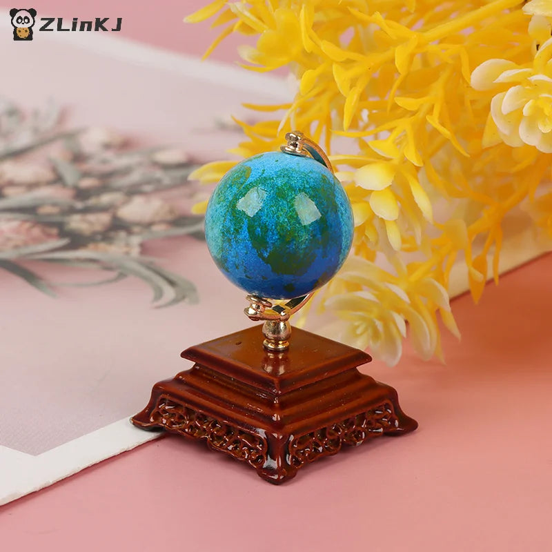 ▶1PCS Mini Metal 1:12 Vintage Blue World Globe Miniature Dollhouse Furniture Zpaxo