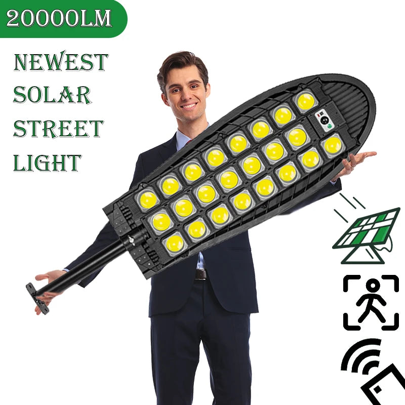 Solar Street Lights Motion Sensor Outdoor 520 LED Powered Lamp Remote Zpaxo