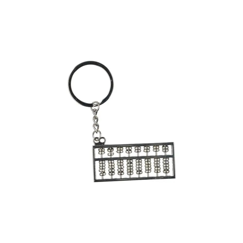 3D Classic Cute Mobilizable 8 Rows Abacus Metal Pendent Simulation Model Gift Keychain Keyfob Keyring Zpaxo silver