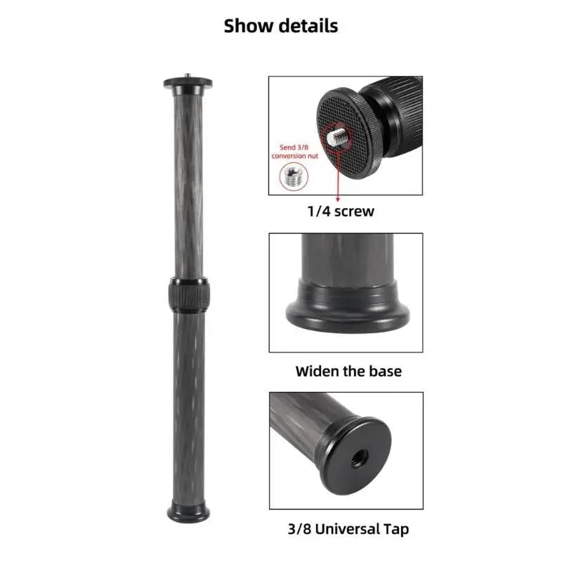652F Upgraded Gimbal Extension Pole Rod 1 4 3 8 Screw Thread Tripod Zpaxo