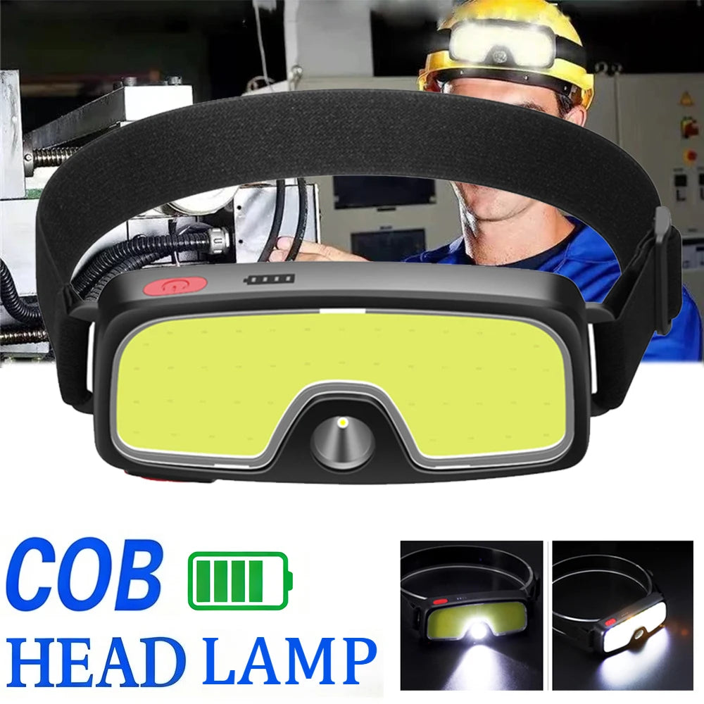 COB LED Headlamp USB Rechargeable – 5 Modes, IPX4 Waterproof