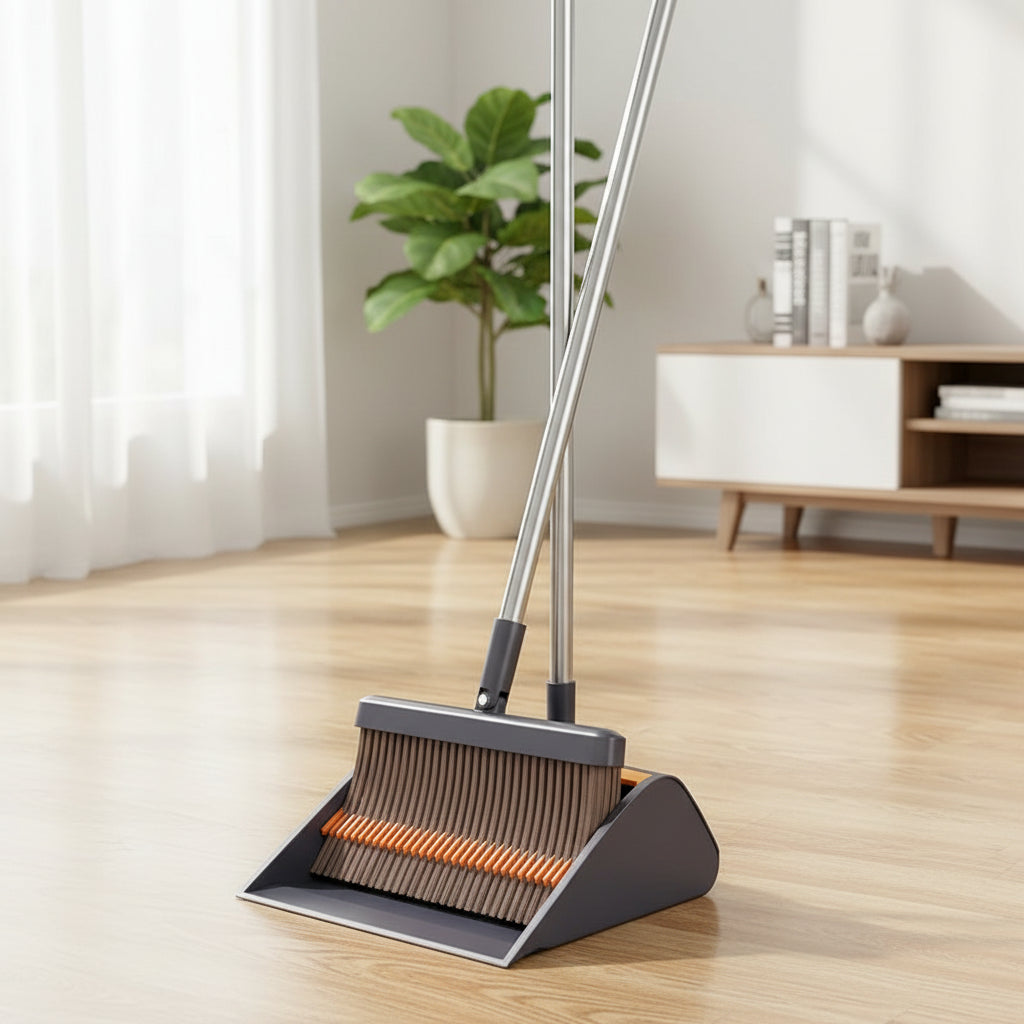 JOYBOS 30cm Broom & Dustpan Set – 180° Rotating Floor Sweep Broom & Dustpan Set Zpaxo