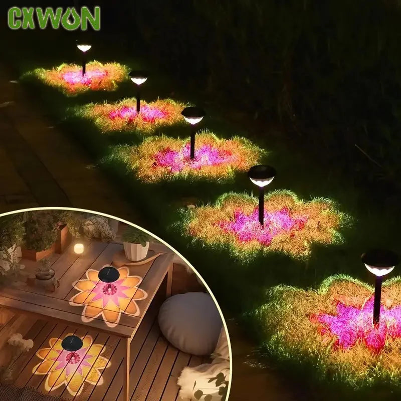 Waterproof Outdoor Solar Pathway Lights Flower Shade Yard Garden Decor Solar Powered Lighting for Backyard Walkway Zpaxo