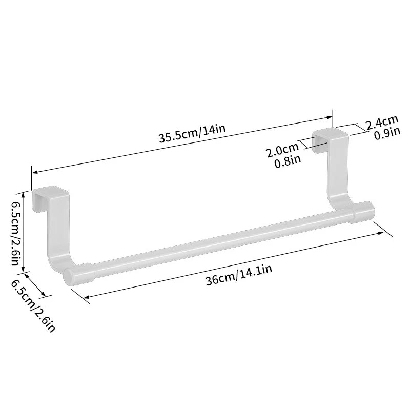 Towel Rack Over Door Stainless Steel Towel Bar Storage Organizer Bathroom Kitchen Cabinet Door Hanging Towel Rack Zpaxo White 36cm